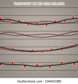 Abstract creative christmas garland light isolated on background. template. Vector illustration clipart art for Xmas holiday decoration. Concept idea design element. Realistic luminous bulb. Glow lamp