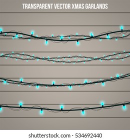 Abstract creative christmas garland light isolated on background. template. Vector illustration clipart art for Xmas holiday decoration. Concept idea design element. Realistic luminous bulb. Glow lamp