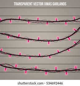 Abstract creative christmas garland light isolated on background. template. Vector illustration clipart art for Xmas holiday decoration. Concept idea design element. Realistic luminous bulb. Glow lamp