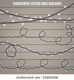 Abstract creative christmas garland light isolated on background. template. Vector illustration clipart art for Xmas holiday decoration. Concept idea design element. Realistic luminous bulb. Glow lamp