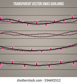 Abstract creative christmas garland light isolated on background. template. Vector illustration clipart art for Xmas holiday decoration. Concept idea design element. Realistic luminous bulb. Glow lamp