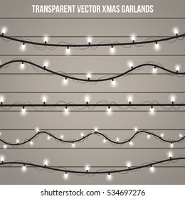 Abstract creative christmas garland light isolated on background. template. Vector illustration clipart art for Xmas holiday decoration. Concept idea design element. Realistic luminous bulb. Glow lamp