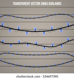 Abstract creative christmas garland light isolated on background. template. Vector illustration clipart art for Xmas holiday decoration. Concept idea design element. Realistic luminous bulb. Glow lamp