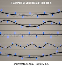 Abstract creative christmas garland light isolated on background. template. Vector illustration clipart art for Xmas holiday decoration. Concept idea design element. Realistic luminous bulb. Glow lamp