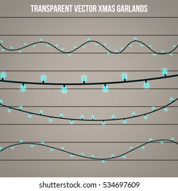 Abstract creative christmas garland light isolated on background. template. Vector illustration clipart art for Xmas holiday decoration. Concept idea design element. Realistic luminous bulb. Glow lamp