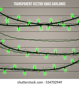 Abstract creative christmas garland light isolated on background. template. Vector illustration clipart art for Xmas holiday decoration. Concept idea design element. Realistic luminous bulb. Glow lamp