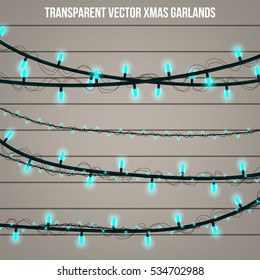 Abstract creative christmas garland light isolated on background. template. Vector illustration clipart art for Xmas holiday decoration. Concept idea design element. Realistic luminous bulb. Glow lamp