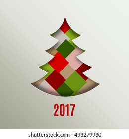 Abstract creative Christmas tree. New Year greeting card