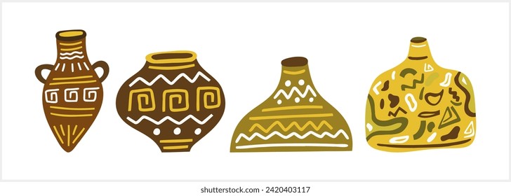 Abstract creative clipart isolated. Boho stile Jug Amphora Vector stock illustration. EPS 10