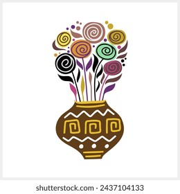 Abstrakte kreative Clipart isoliert. Blume Boho stile Krug Vektor Stock Illustration. EPS 10