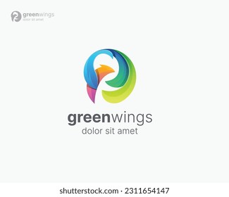 Abstract creative colorful bird logo