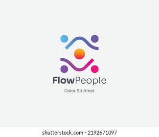 Abstract creative colorful flowing movement people logo gradient