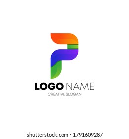abstract creative colorful gradient p letter logo vector. p letter logo