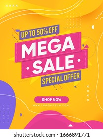 Abstract Creative colorful Mega Sale Flyer, can be used as poster or banner design. For shopping.