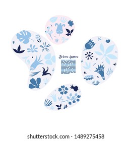 abstract creative composition with floral doodles forming shapes