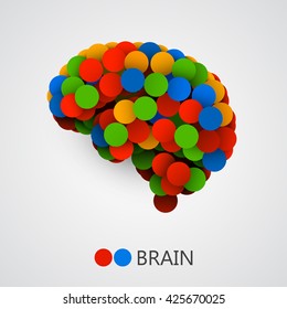 Abstract creative concept of  brain made with circles. Brain icon. Brain icon vector. Brain vector. Brain colorful. Brain icon app. Brain icon image. Vector illustration