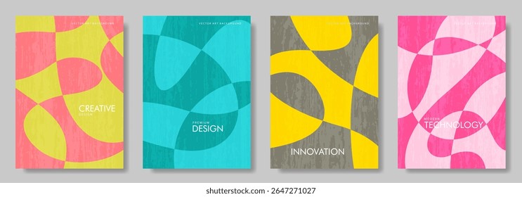 Abstract creative concept of colorful geometric poster set. Modern art vector textured background for ads, banner, cover, label, poster, sales, social media, flyer, interior. Ideal template design.