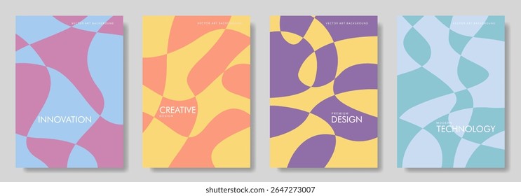Abstractas concepto creativo de colorido conjunto de póster geométrico. Fondo de Vector de arte moderno para anuncios, Anuncio, portada, etiqueta, cartel, ventas, redes sociales, volante, interior. Diseño de Plantilla ideal.