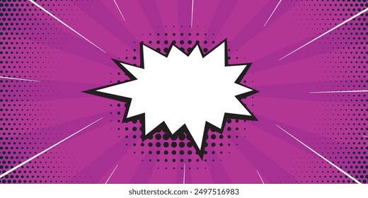Abstract creative concept comic pop art style blank, layout template with clouds beams and isolated dots background. empty speech bubble, vector illustration halftone book design