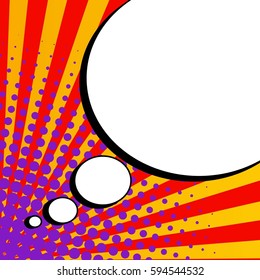 Abstract creative concept comic pop art style blank, layout template with clouds beams and isolated dots background. For sale banner, empty speech bubble set, vector illustration halftone book design