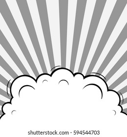 Abstract creative concept comic pop art style blank, layout template with clouds beams and isolated dots background. For sale banner, empty speech bubble set, vector illustration halftone book design
