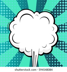 Abstract creative concept comic pop art style blank, layout template with clouds beams and isolated dots background. For sale banner, empty speech bubble set, vector illustration halftone book design