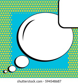 Abstract creative concept comic pop art style blank, layout template with clouds beams and isolated dots background. For sale banner, empty speech bubble set, vector illustration halftone book design
