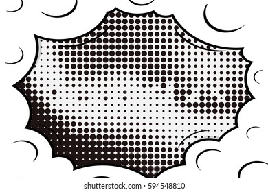 Abstract creative concept comic pop art style blank, layout template with clouds beams and isolated dots background. For sale banner, empty speech bubble set, vector illustration halftone book design