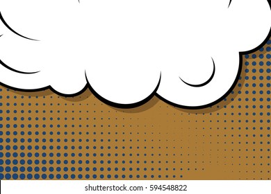 Abstract creative concept comic pop art style blank, layout template with clouds beams and isolated dots background. For sale banner, empty speech bubble set, vector illustration halftone book design