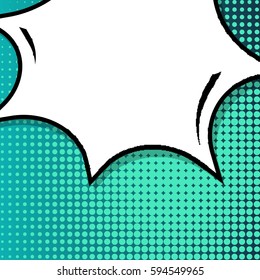 Abstract creative concept comic pop art style blank, layout template with clouds beams and isolated dots background. For sale banner, empty speech bubble set, vector illustration halftone book design