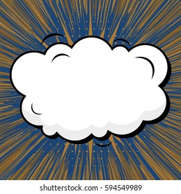 Abstract creative concept comic pop art style blank, layout template with clouds beams and isolated dots background. For sale banner, empty speech bubble set, vector illustration halftone book design