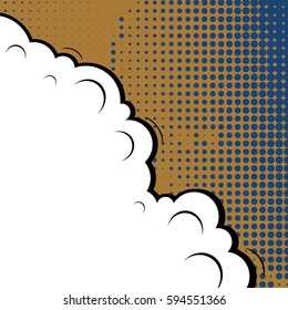 Abstract creative concept comic pop art style blank, layout template with clouds beams and isolated dots background. For sale banner, empty speech bubble set, vector illustration halftone book design