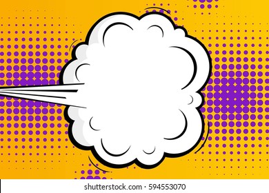 Abstract creative concept comic pop art style blank, layout template with clouds beams and isolated dots background. For sale banner, empty speech bubble set, vector illustration halftone book design
