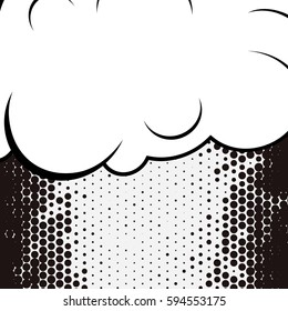 Abstract creative concept comic pop art style blank, layout template with clouds beams and isolated dots background. For sale banner, empty speech bubble set, vector illustration halftone book design