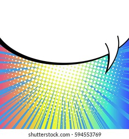 Abstract creative concept comic pop art style blank, layout template with clouds beams and isolated dots background. For sale banner, empty speech bubble set, vector illustration halftone book design