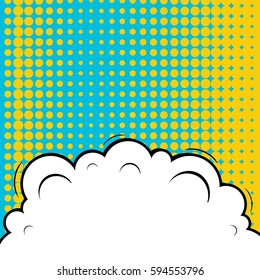 Abstract creative concept comic pop art style blank, layout template with clouds beams and isolated dots background. For sale banner, empty speech bubble set, vector illustration halftone book design