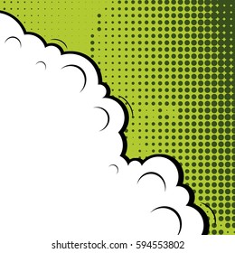 Abstract creative concept comic pop art style blank, layout template with clouds beams and isolated dots background. For sale banner, empty speech bubble set, vector illustration halftone book design