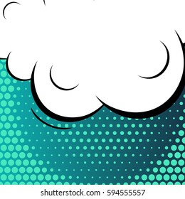 Abstract creative concept comic pop art style blank, layout template with clouds beams and isolated dots background. For sale banner, empty speech bubble set, vector illustration halftone book design