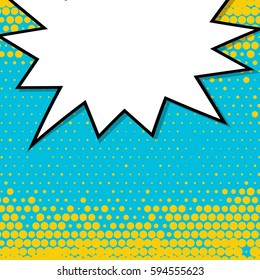 Abstract creative concept comic pop art style blank, layout template with clouds beams and isolated dots background. For sale banner, empty speech bubble set, vector illustration halftone book design