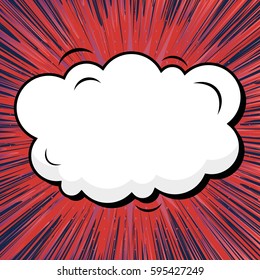 Abstract creative concept comic pop art style blank, layout template with clouds beams and isolated dots background. For sale banner, empty speech bubble set, vector illustration halftone book design