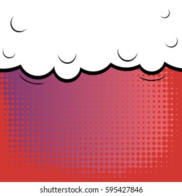 Abstract creative concept comic pop art style blank, layout template with clouds beams and isolated dots background. For sale banner, empty speech bubble set, vector illustration halftone book design