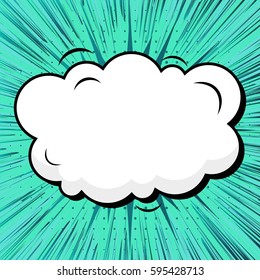 Abstract creative concept comic pop art style blank, layout template with clouds beams and isolated dots background. For sale banner, empty speech bubble set, vector illustration halftone book design