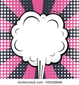 Abstract creative concept comic pop art style blank, layout template with clouds beams and isolated dots background. For sale banner, empty speech bubble set, vector illustration halftone book design
