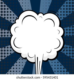 Abstract creative concept comic pop art style blank, layout template with clouds beams and isolated dots background. For sale banner, empty speech bubble set, vector illustration halftone book design