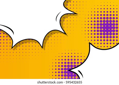 Abstract creative concept comic pop art style blank, layout template with clouds beams and isolated dots background. For sale banner, empty speech bubble set, vector illustration halftone book design