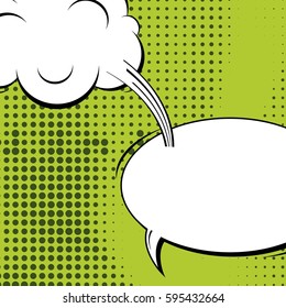 Abstract creative concept comic pop art style blank, layout template with clouds beams and isolated dots background. For sale banner, empty speech bubble set, vector illustration halftone book design