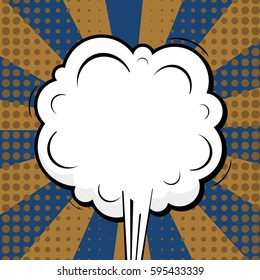 Abstract creative concept comic pop art style blank, layout template with clouds beams and isolated dots background. For sale banner, empty speech bubble set, vector illustration halftone book design