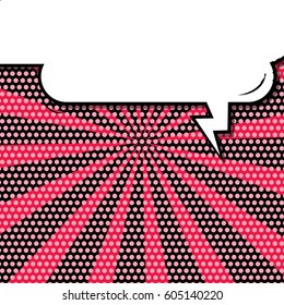 Abstract creative concept comic pop art style blank, layout template with clouds beams and isolated dots background. For sale banner, empty speech bubble set, vector illustration halftone book design