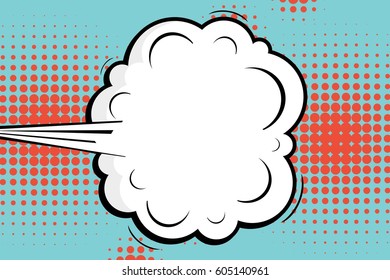 Abstract creative concept comic pop art style blank, layout template with clouds beams and isolated dots background. For sale banner, empty speech bubble set, vector illustration halftone book design