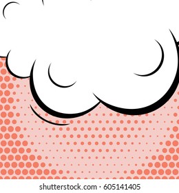 Abstract creative concept comic pop art style blank, layout template with clouds beams and isolated dots background. For sale banner, empty speech bubble set, vector illustration halftone book design